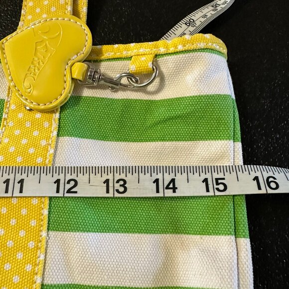 Vintage New Kirra White Canvas Bag with Green Stripes Yellow Trim Purse Beach - Picture 8 of 12